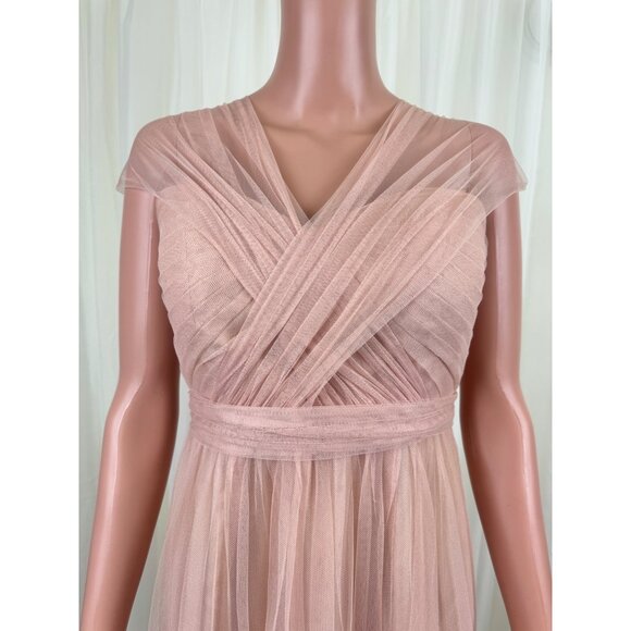 Jenny Woo Annabelle Convertible Chiffon Tulle Bridesmaid Dress Peach Size 4 - Picture 9 of 17